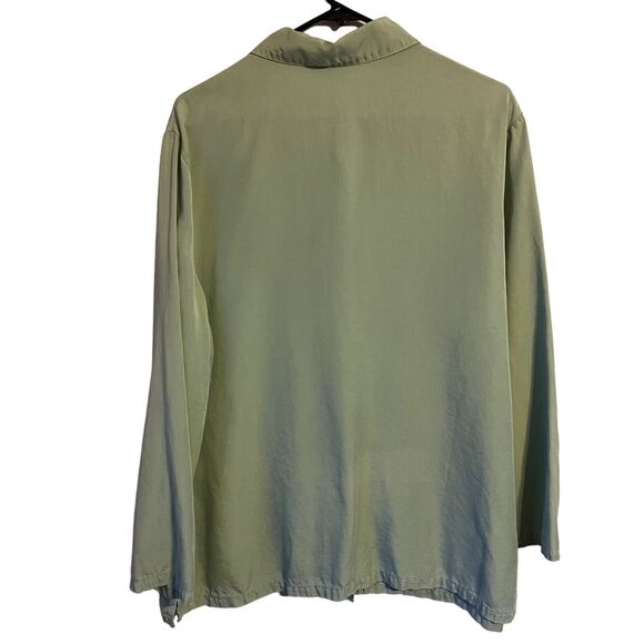 Bryn Walker Women's Green Button Down Tencel Shirt Long Sleeve Collared Size M - Picture 2 of 5